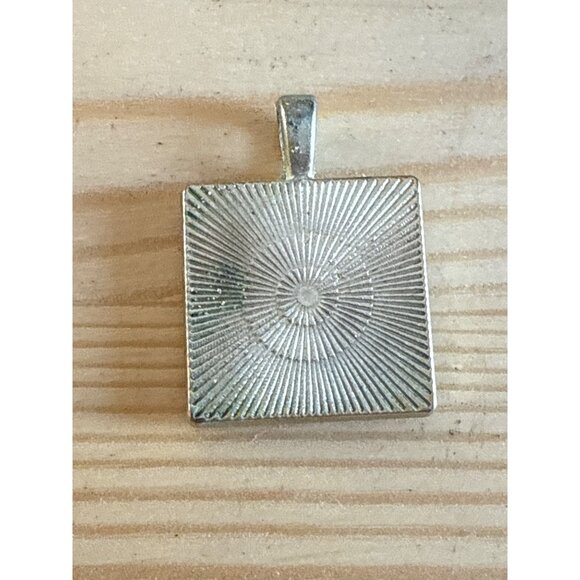 Square Red & Black Swirl Pattern Pendant With Silver-Tone Metal Base - Picture 3 of 5